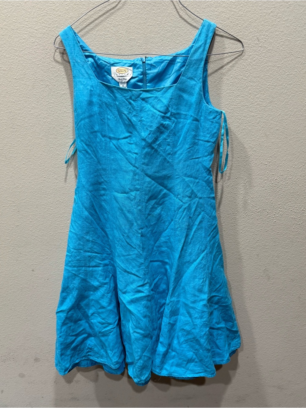 Vintage Talbots 100% Irish Linen Maxi Dress Blue Sleeveless ~ Size 4